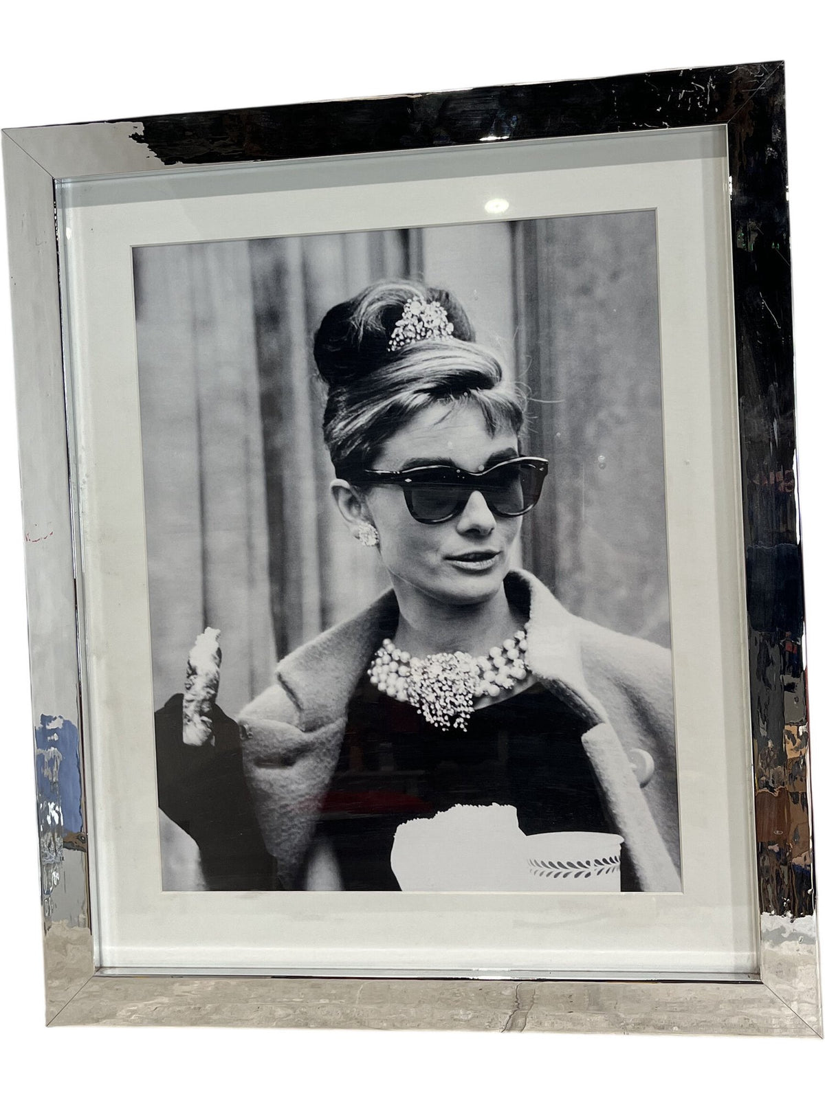 Classic Black & White Audrey Hepburn Silver Framed Photograph (Pre-Loved)