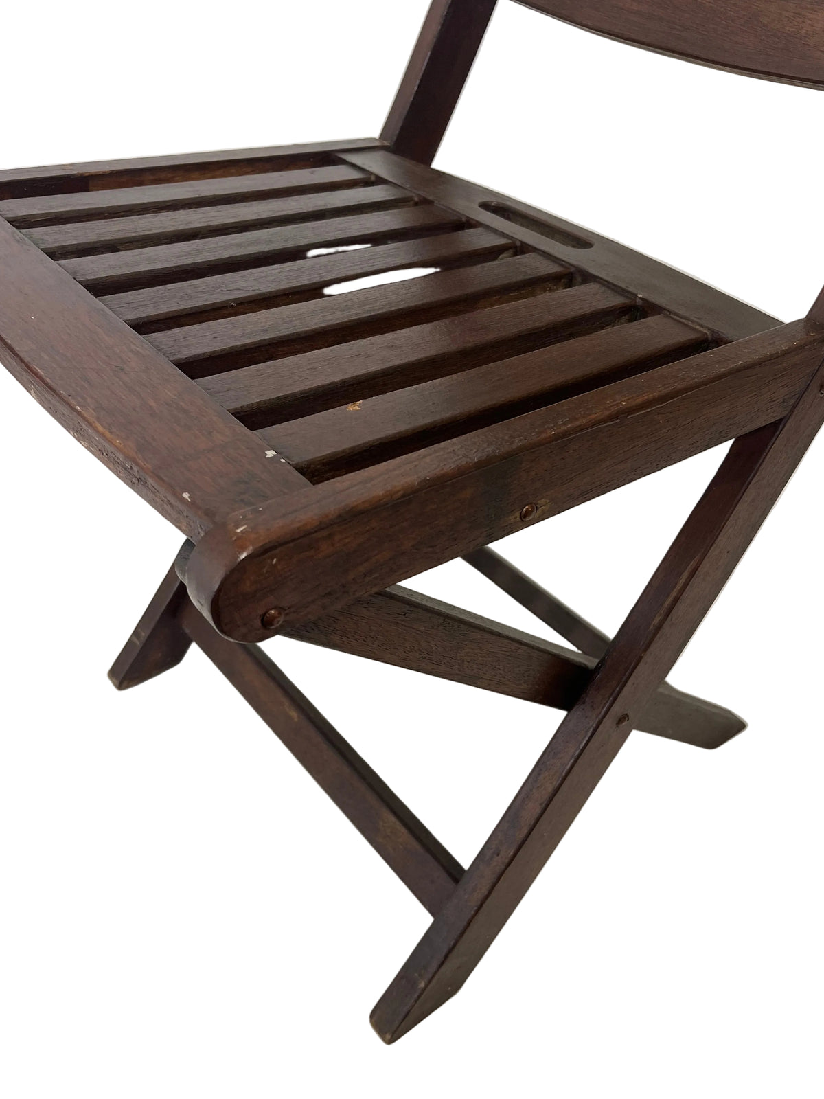 Set Of 4 Dark Brown Solid Wood Folding Chairs (Pre-Loved)