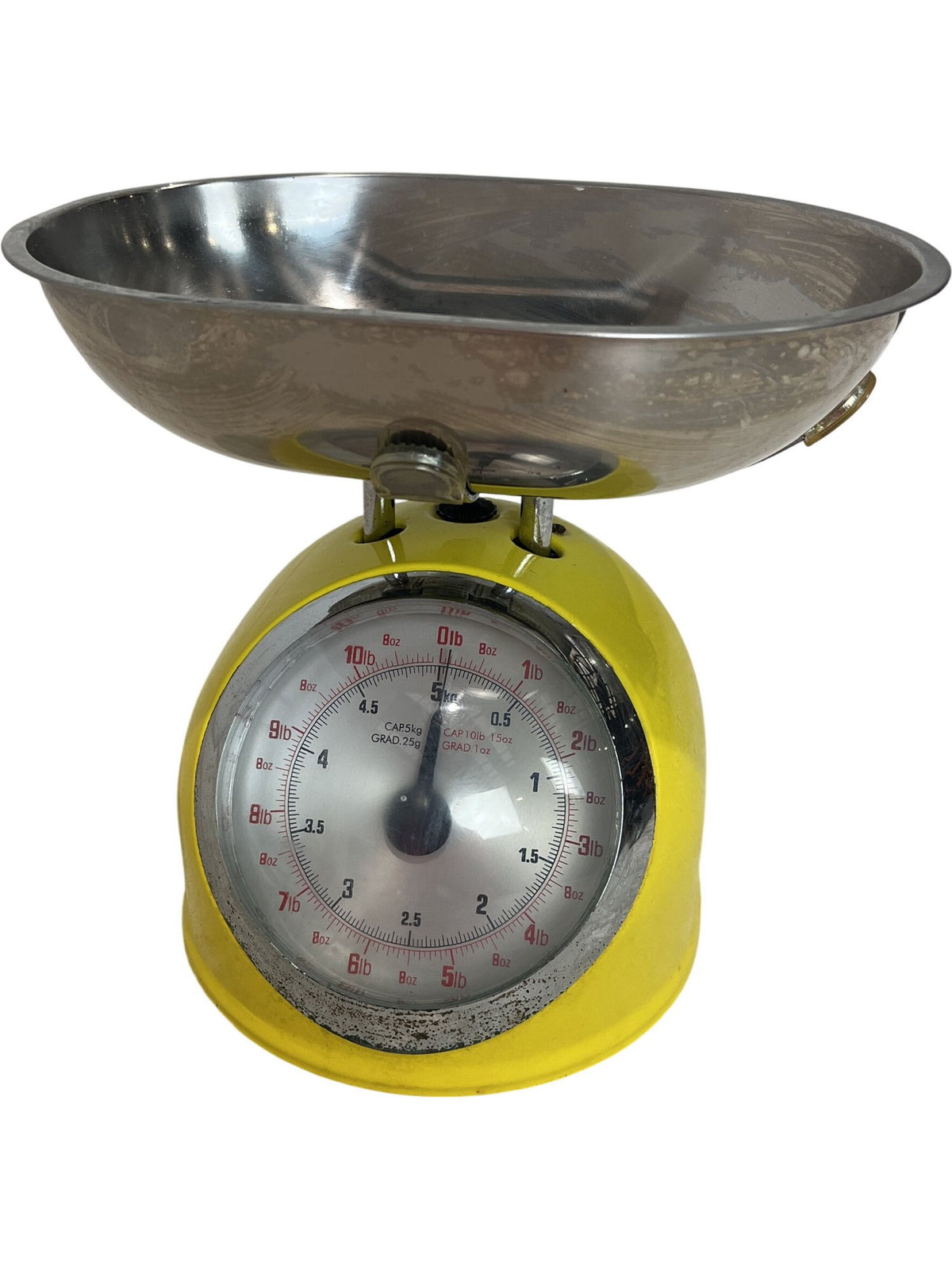 Vintage Retro Yellow Steel Mechanical Kitchen Scale 5kg Capacity (Pre-Loved)