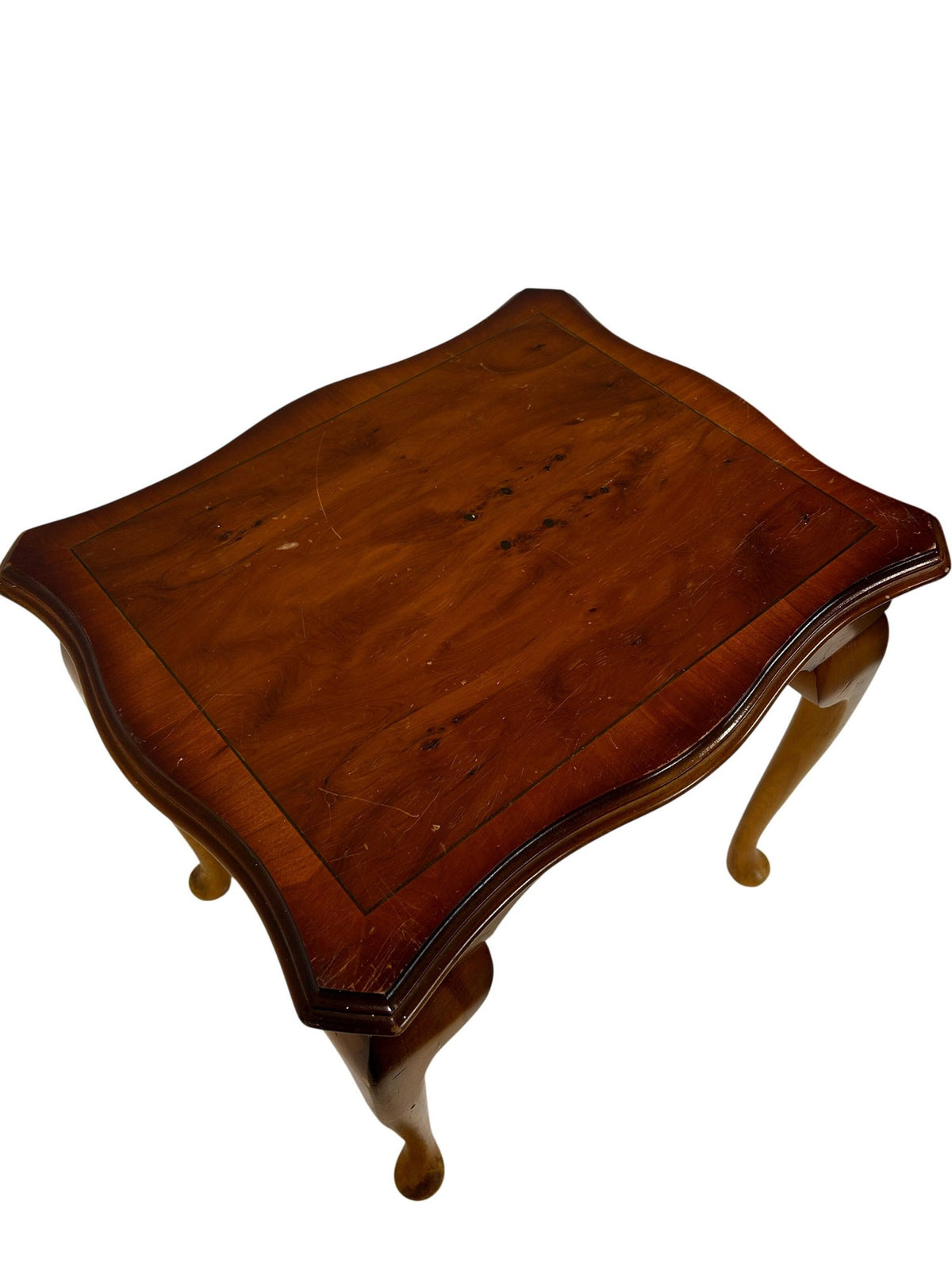 Vintage Wooden Side Table Queen Anne Style Curved Legs Brown (Pre-Loved)