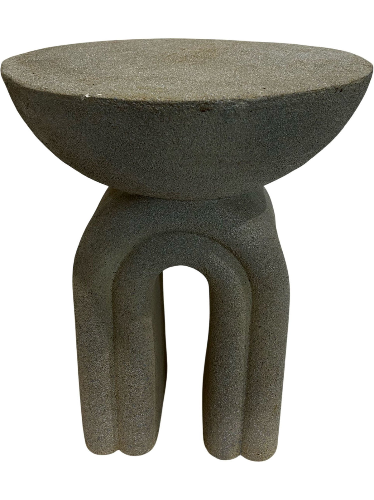 Sculptural Grey Side Table Stool Round Top Modern Accent Table (Pre-Loved)