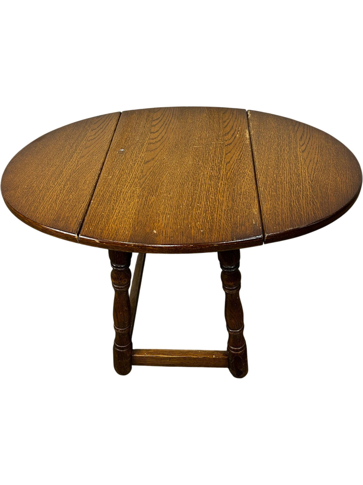 Oval Wooden Drop-Leaf Side Table with Turned Legs Traditional Style (Pre-Loved)