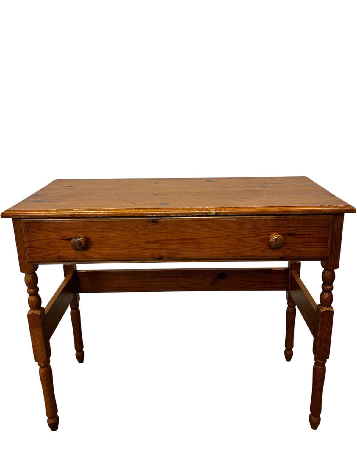 Vintage Pine Style Console Table with Drawer & Turned Legs 90cm (Pre-Loved)