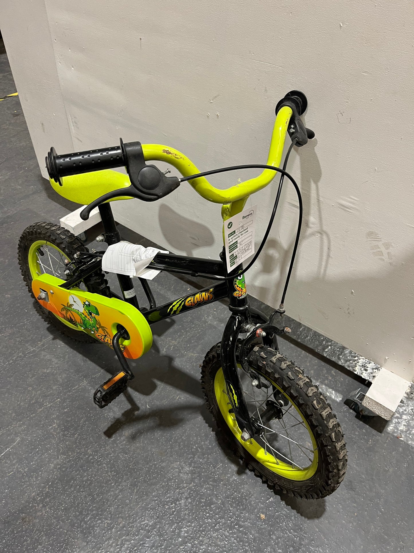 Claws Dinosaur Black Green 14” Children’s Bike (Pre-Loved)