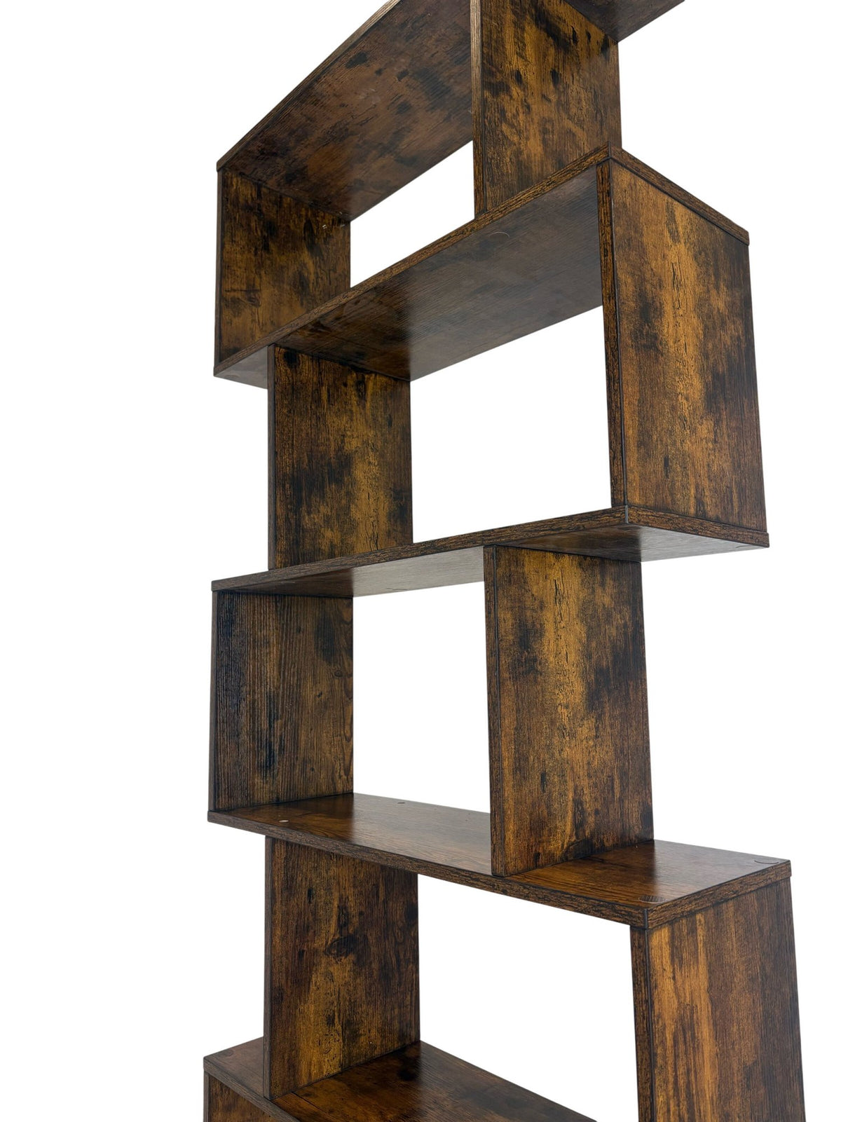 Modern Wooden Bookcase Tall Shelf Unit Zigzag Design (Pre-Loved)