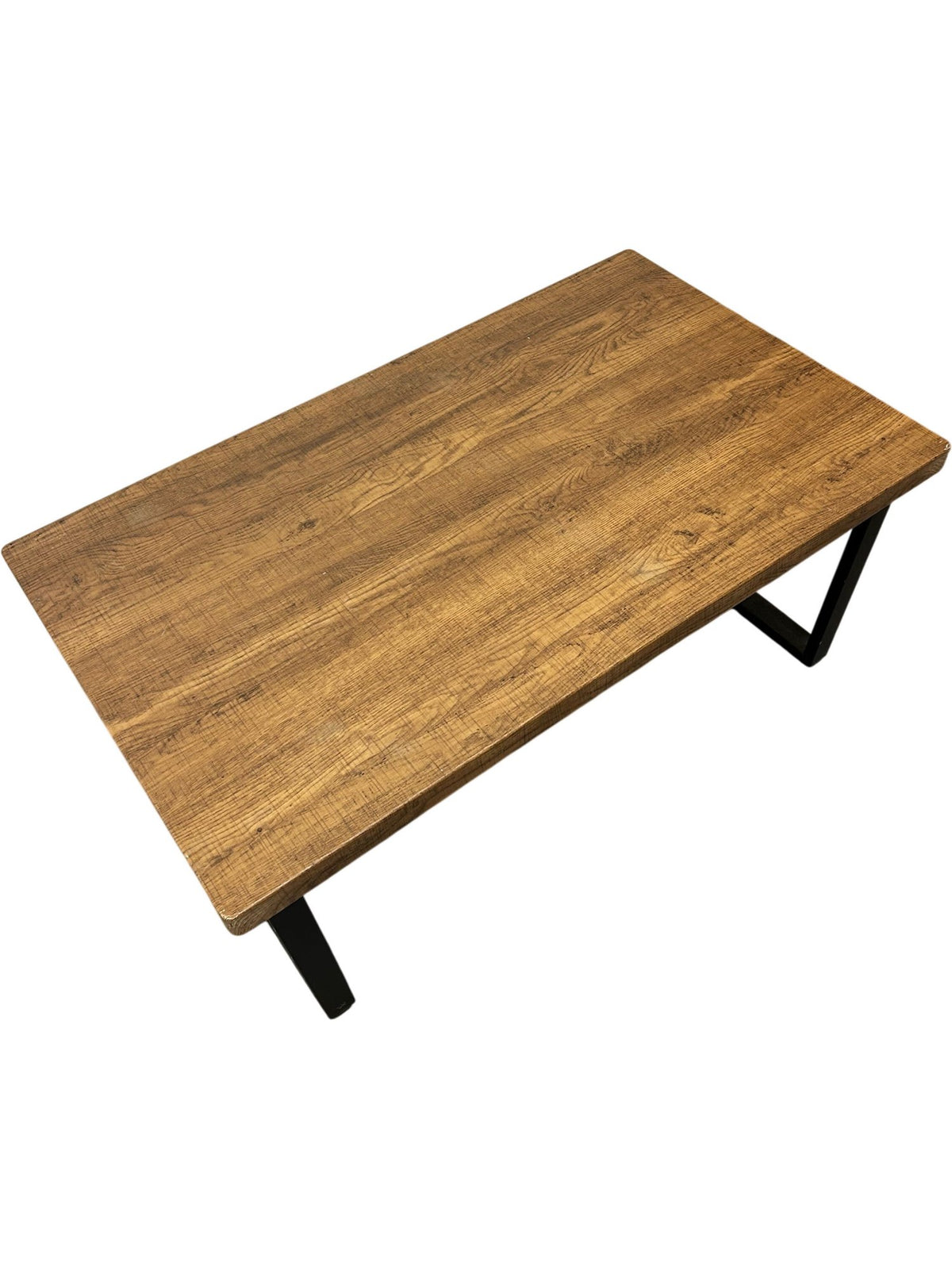 Rectangular Wooden Coffee Table with Black Metal Legs (Pre-Loved)