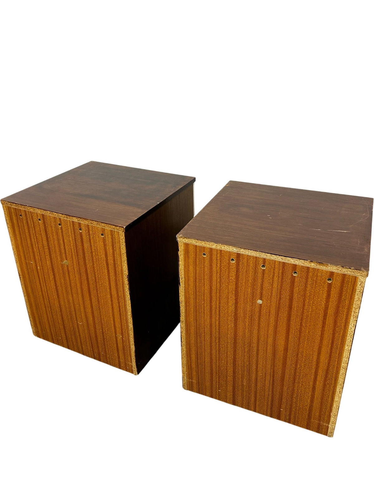 Pair of Retro 3 Drawer Bedside Cabinets Brown & Cream (Pre-Loved)