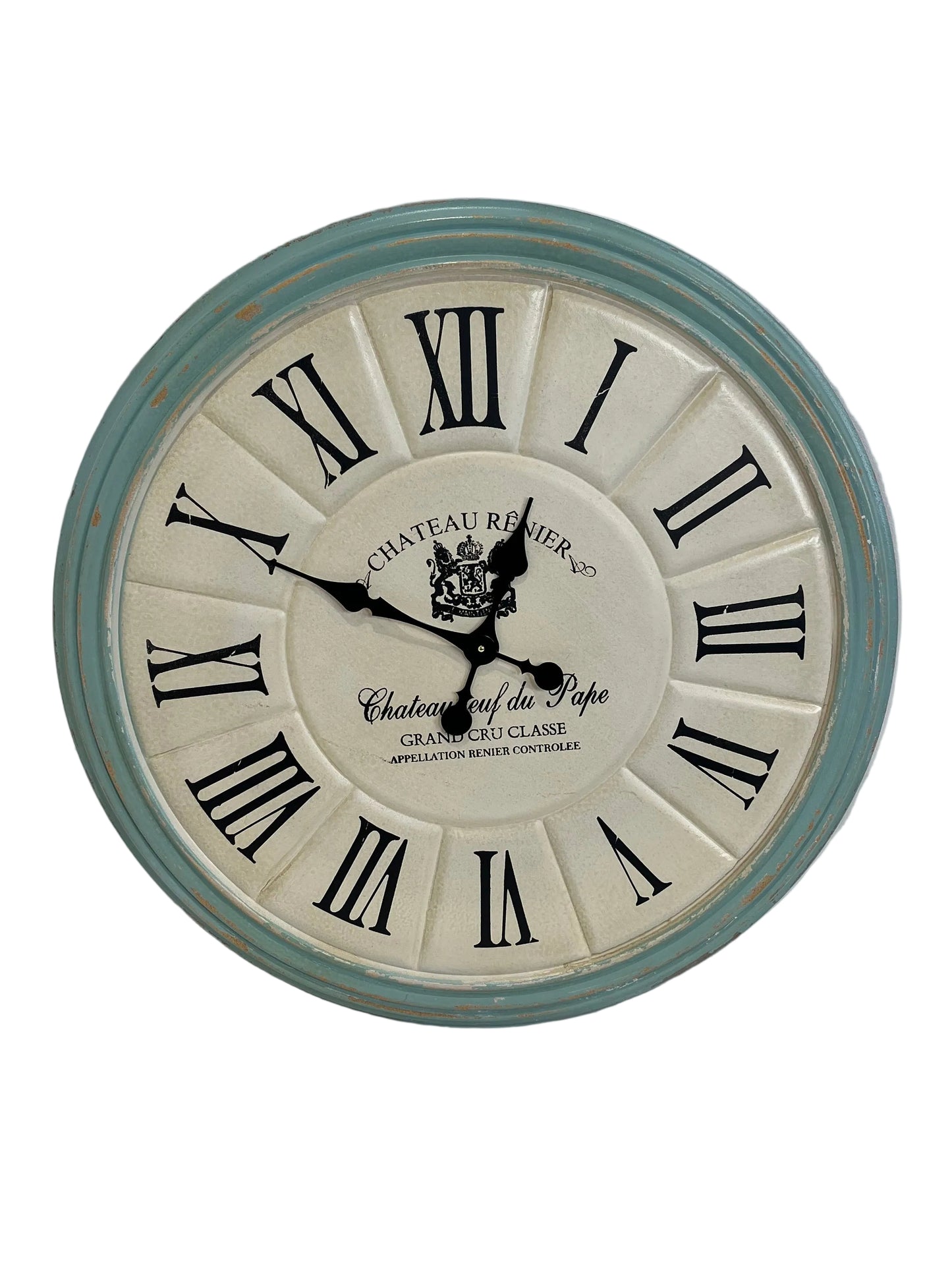 Vintage-Style Retro Rustic Light-Blue Chateau Wall Clock (Pre-Loved)