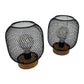 Pair Of Metal Matt Black Lattice Lanterns (Pre-Loved)
