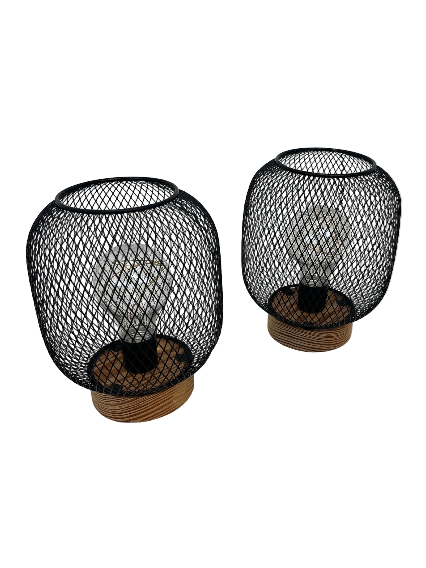 Pair Of Metal Matt Black Lattice Lanterns (Pre-Loved)