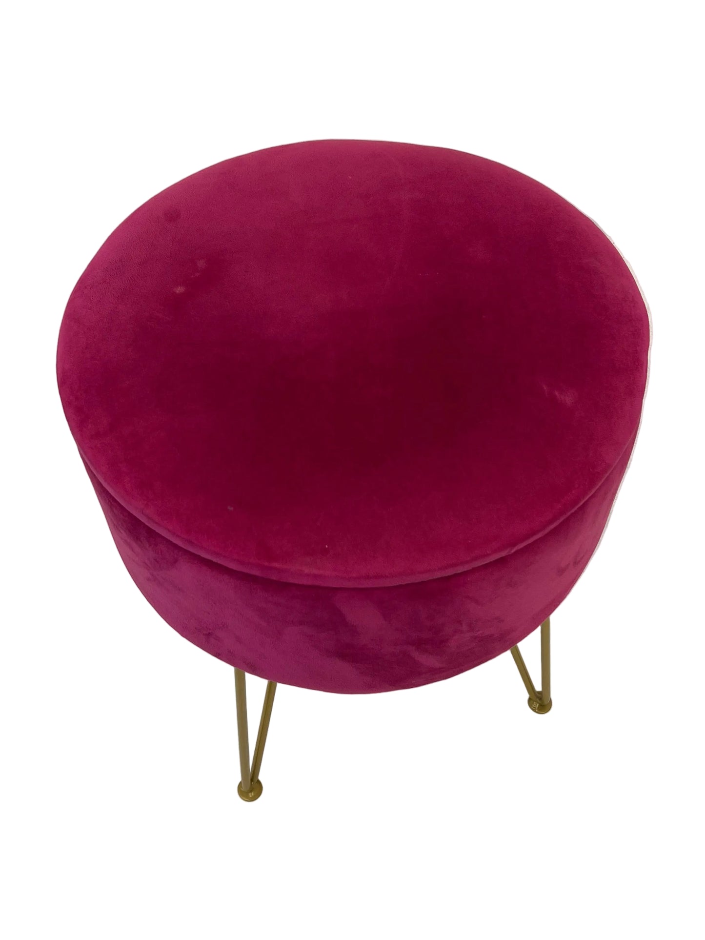 Dark Pink Velvet Ottoman Stool (Pre-Loved)