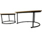 Round Coffee Table Set Black Metal Legs Wooden Top (Pre-Loved)