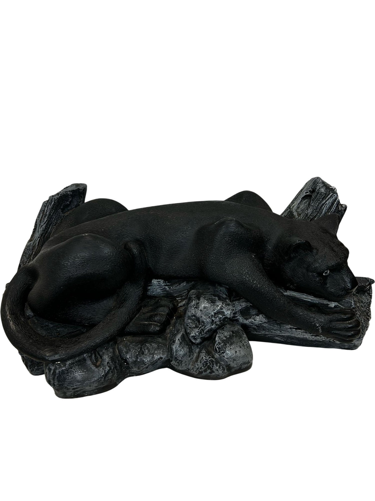 Panther Coffee Table Glass Top Black Big Cat Sculptural Base (Pre-Loved)