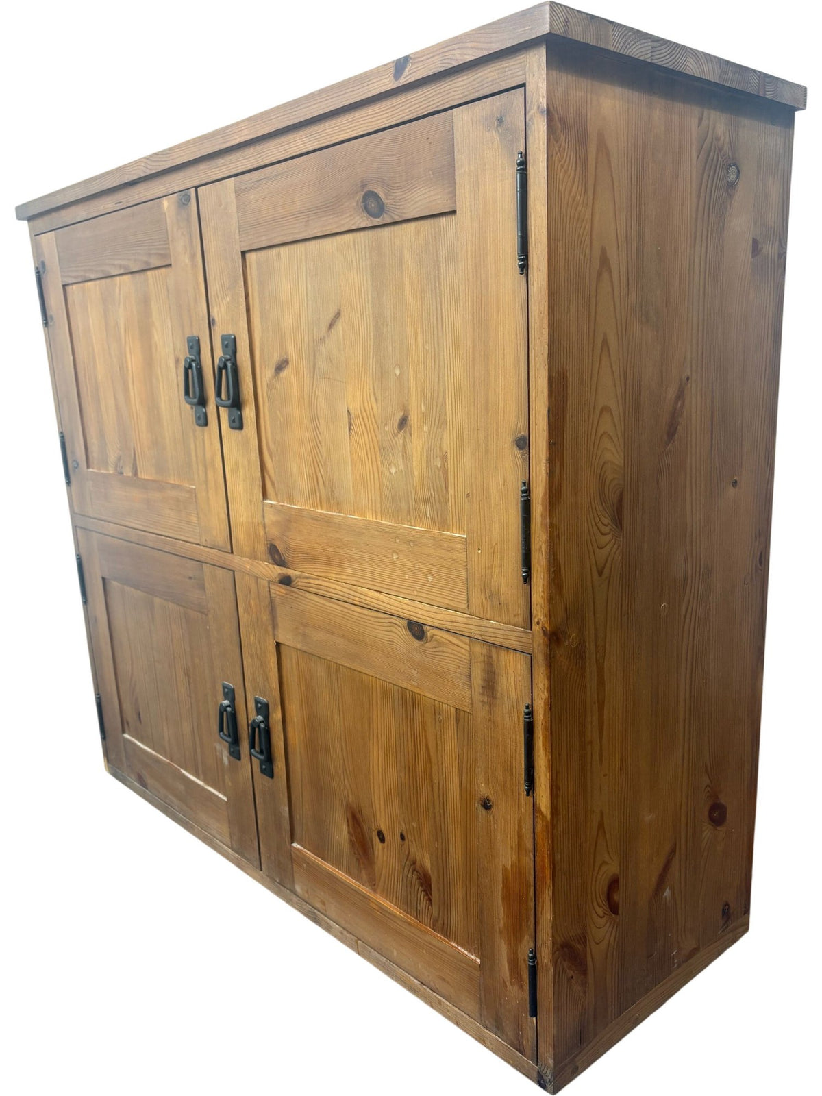 Solid Wood Storage Cabinet with Double Doors and Black Handles (Pre-Loved)