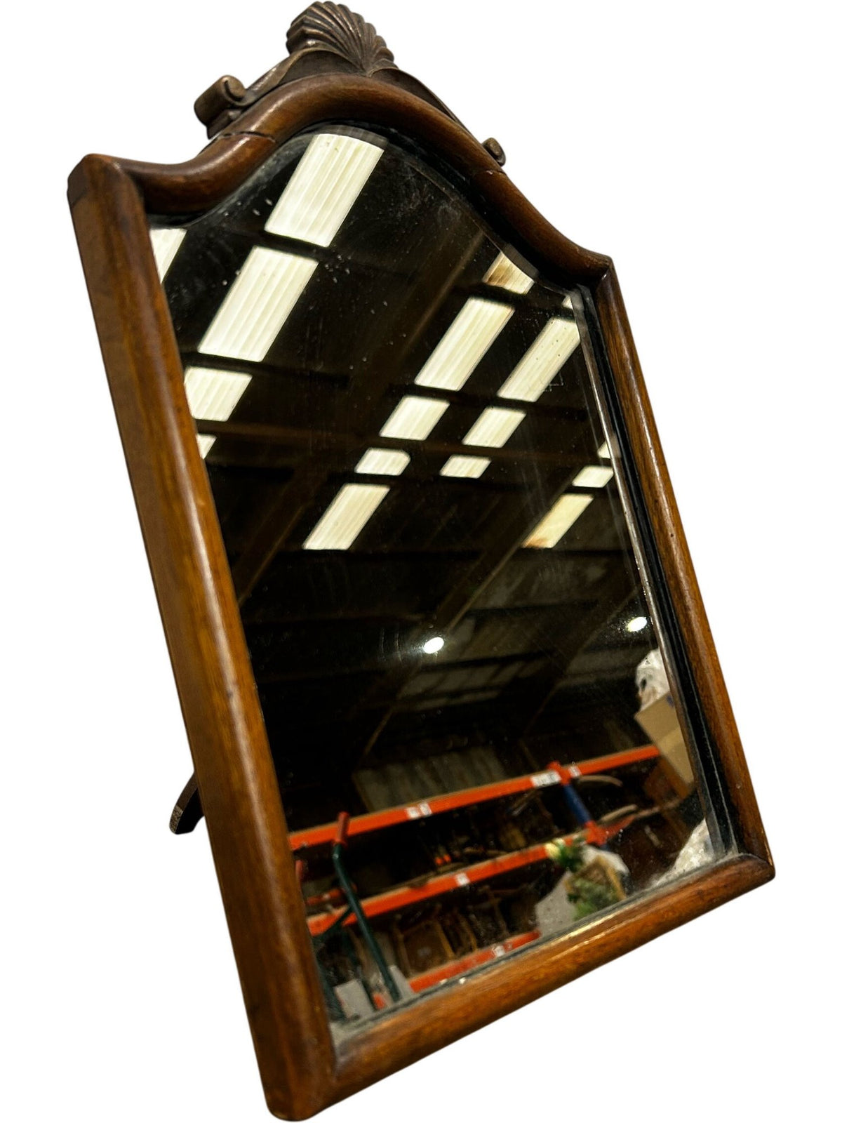 Vintage Style Wooden Dressing Table Mirror Shell Crest 36cm (Pre-Loved)