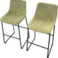 Pair Of Green Upholstered Bar Stools Black Metal Frame (Pre-Loved)