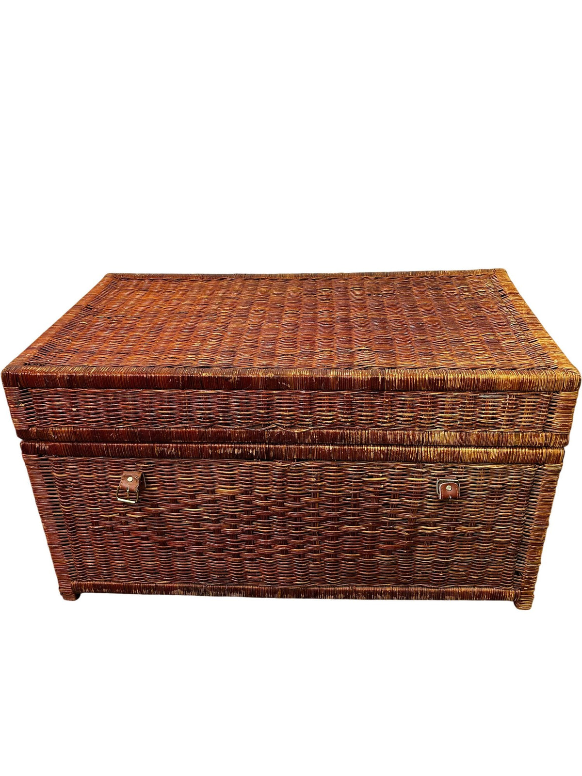 Large Wicker Storage Chest Rattan Trunk Basket with Handles 90cm (Pre-Loved)