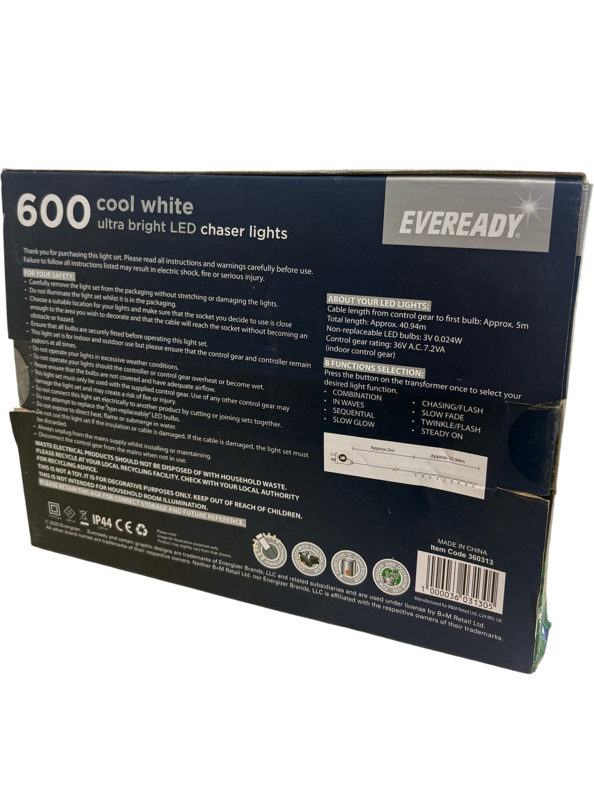 Eveready 600 Cool White LED Chaser Lights 40.94m (Pre-Loved)