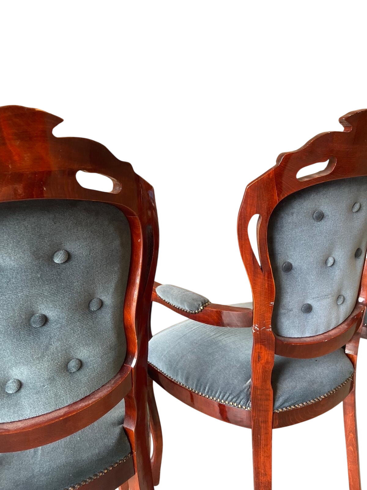 Set of 4 Vintage Dining Room Chairs Blue Upholstered (Pre-Loved)