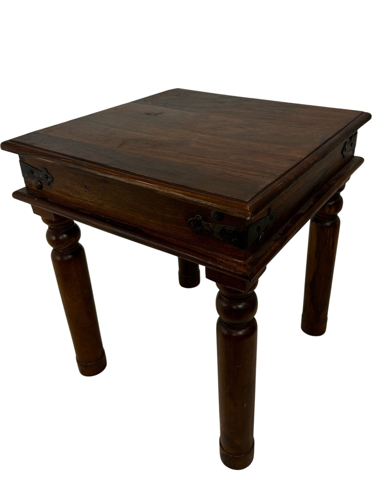 Vintage Style Wooden Side Table Oak Finish Turned Legs Accent (Pre-Loved)