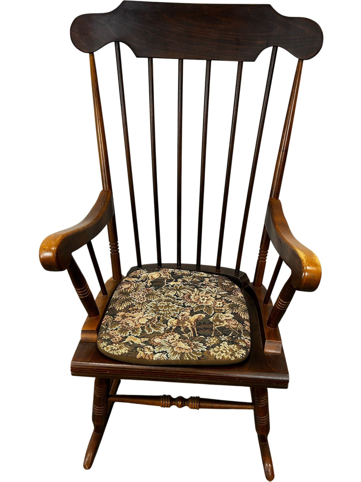 Vintage Wooden Rocking Chair with Floral Cushion (Pre-Loved)