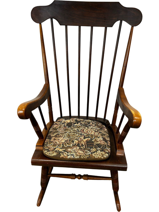 Vintage Wooden Rocking Chair with Floral Cushion (Pre-Loved)
