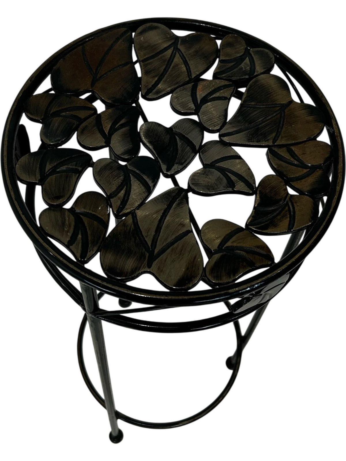 Black Metal Plant Stand with Leaf Design (Pre-Loved)