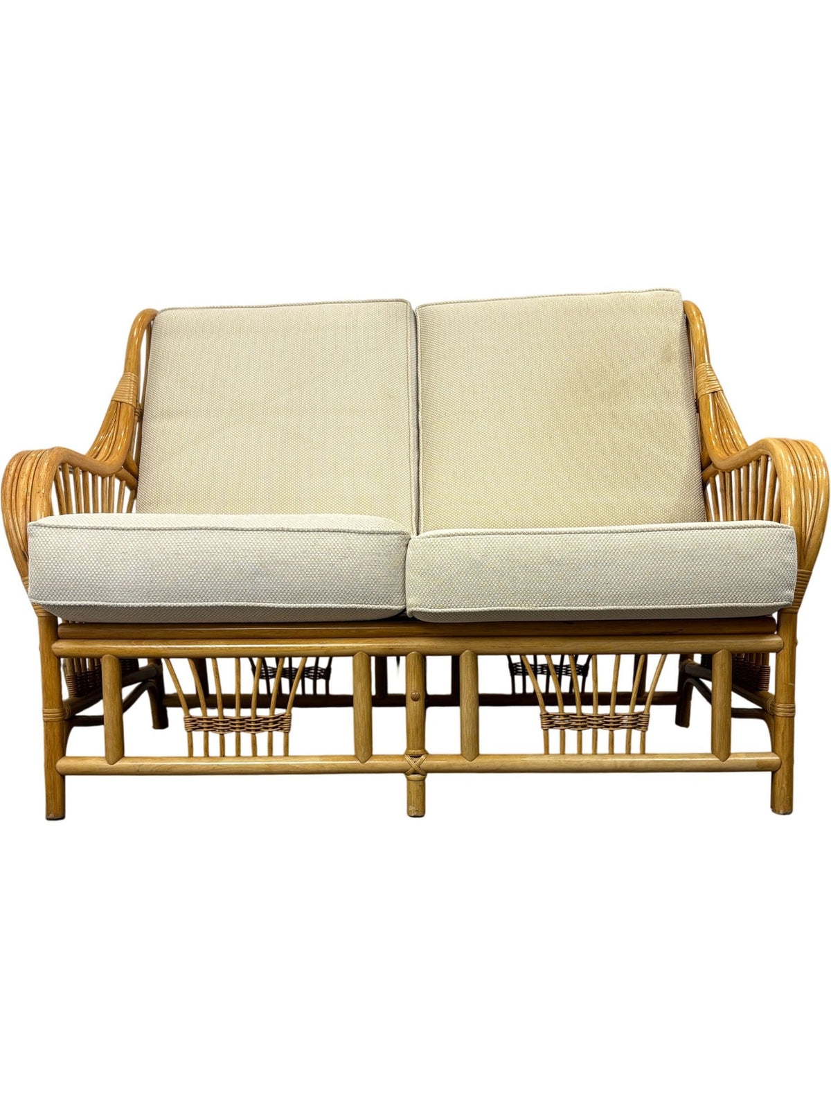 Vintage Bamboo Rattan Conservatory Sofa Two Seater Cane Frame (Pre-Loved)
