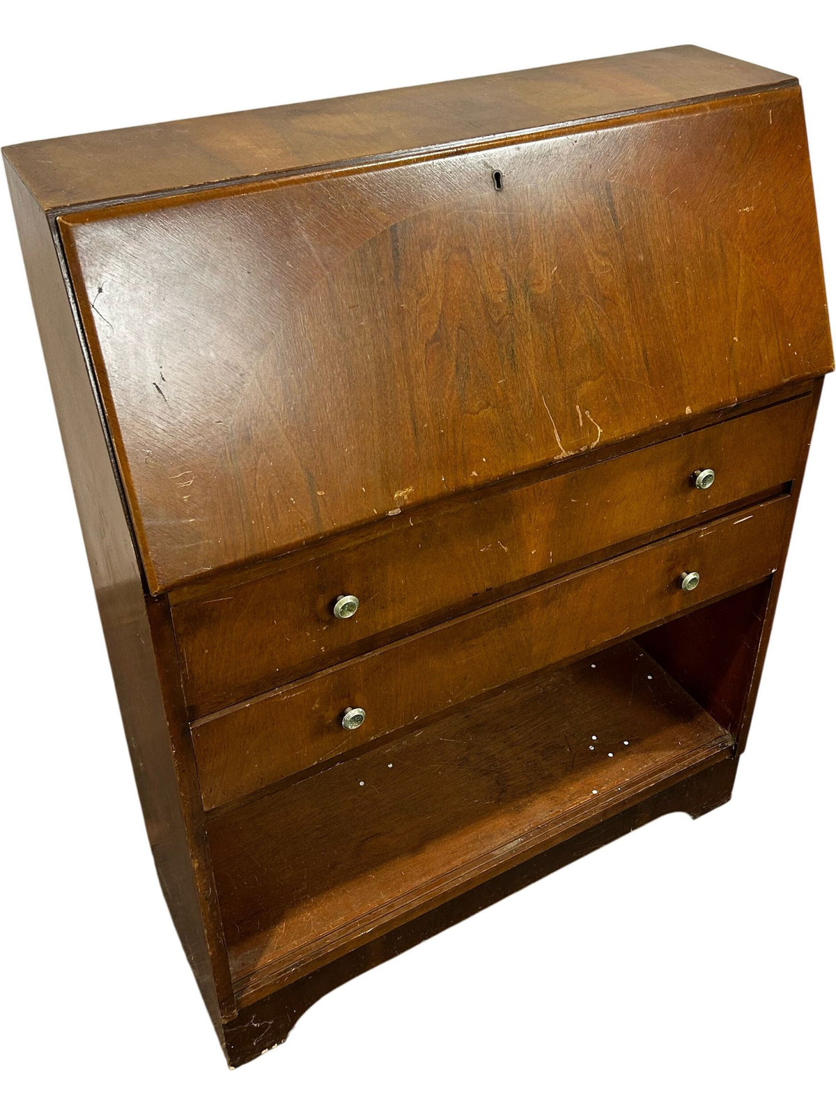Wooden Drop-Front Writing Bureau with Drawers & Shelf (Pre-Loved)