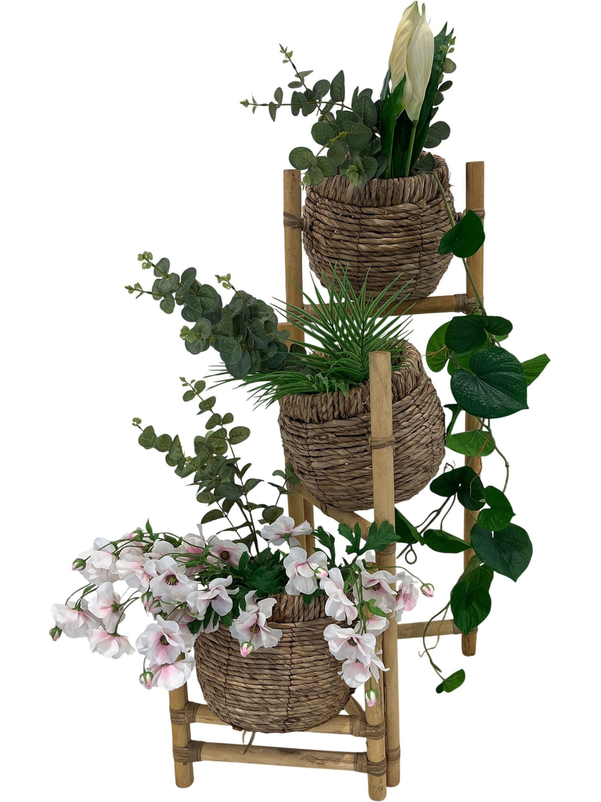 Tiered Bamboo Plant Stand Woven Baskets (Pre-Loved)