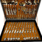 Vintage Ornate Cutlery Set in Houndstooth Canteen Case Silver Tone (Pre-Loved)