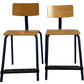 Vintage Wooden School Chairs with Blue Metal Legs (Pre-Loved)