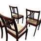 Set of 4Wooden Armchairs Upholstered Seats Lattice Back Antique Style(Pre-Loved)