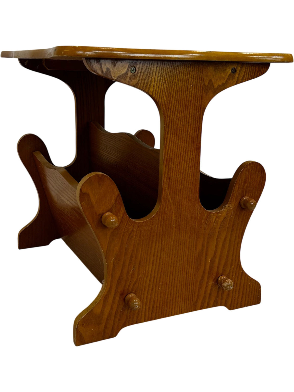 Vintage Style Wooden Magazine Rack Side Table Storage Stand (Pre-Loved)