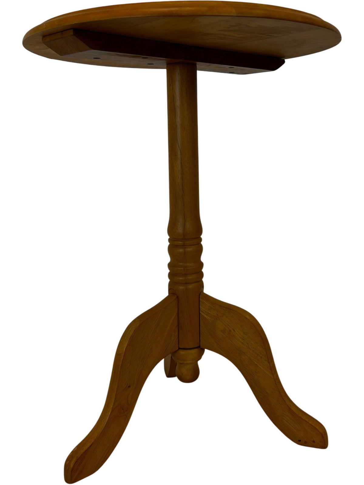 Round Wooden Pedestal Side Table Tripod Base Brown Occasional Table (Pre-Loved)