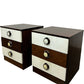 Pair of Retro 3 Drawer Bedside Cabinets Brown & Cream (Pre-Loved)