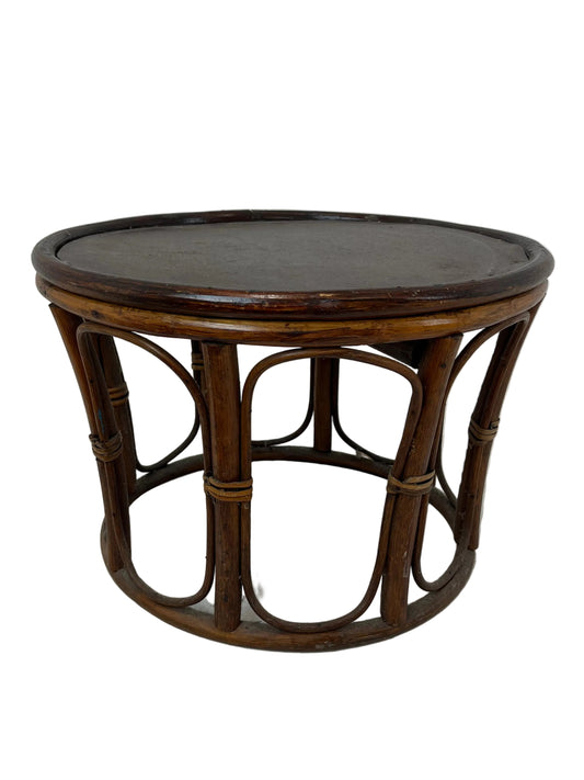 Vintage Rattan Caning Circular Side Table (Pre-Loved)