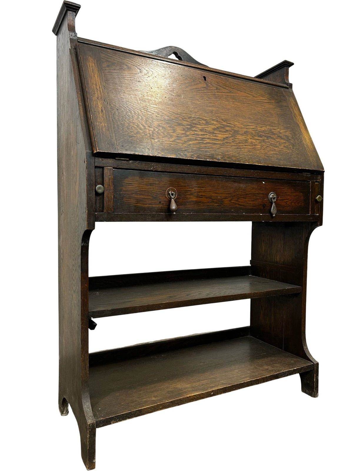 Traditional Wooden Drop-Front Writing Bureau with Drawer & Shelves (Pre-Loved)
