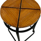 Round Wooden Stool Black Metal Frame Brown Seat (Pre-Loved)
