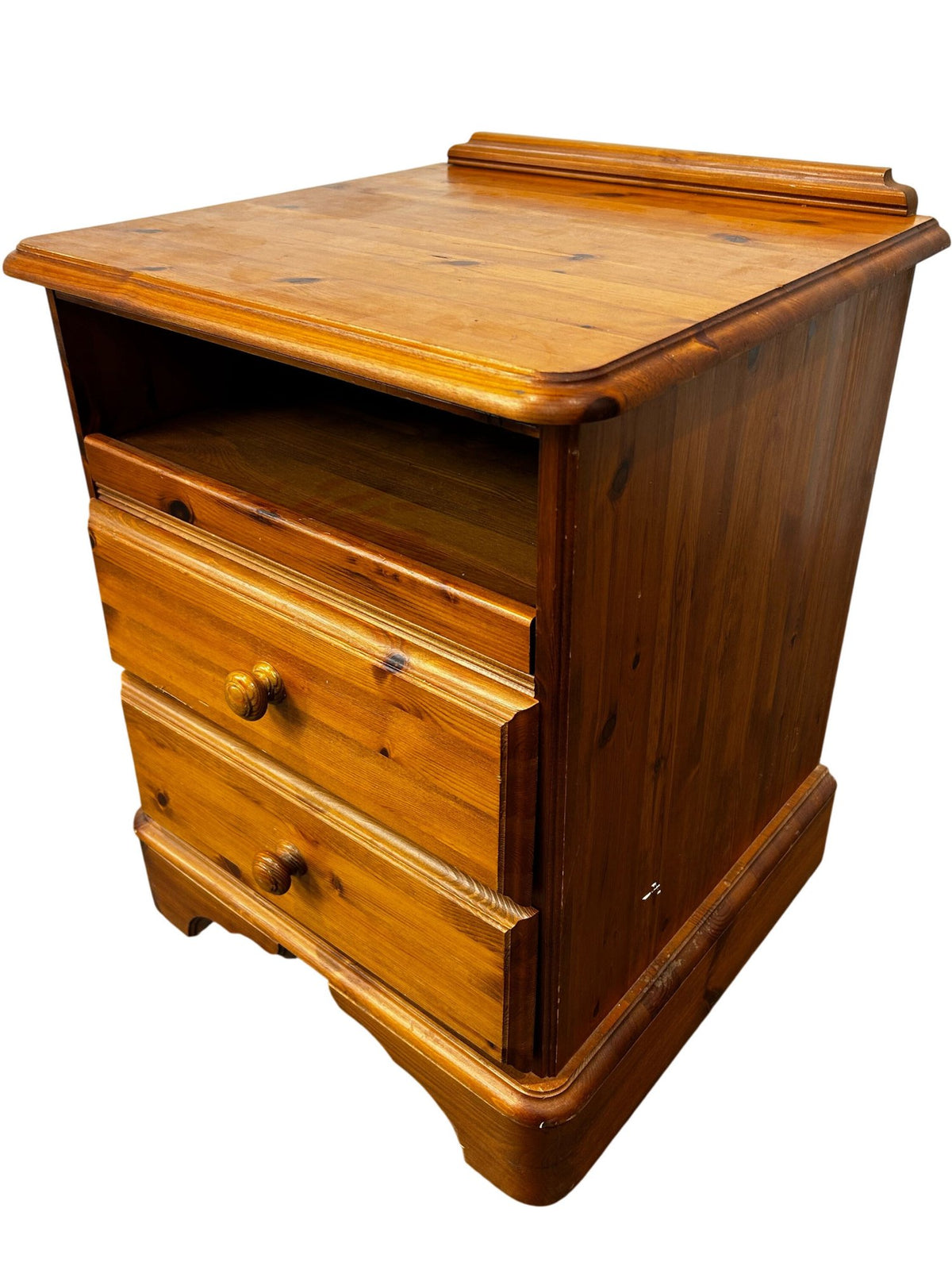 Vintage Wooden Nightstand Two Drawers Pine (Pre-Loved)