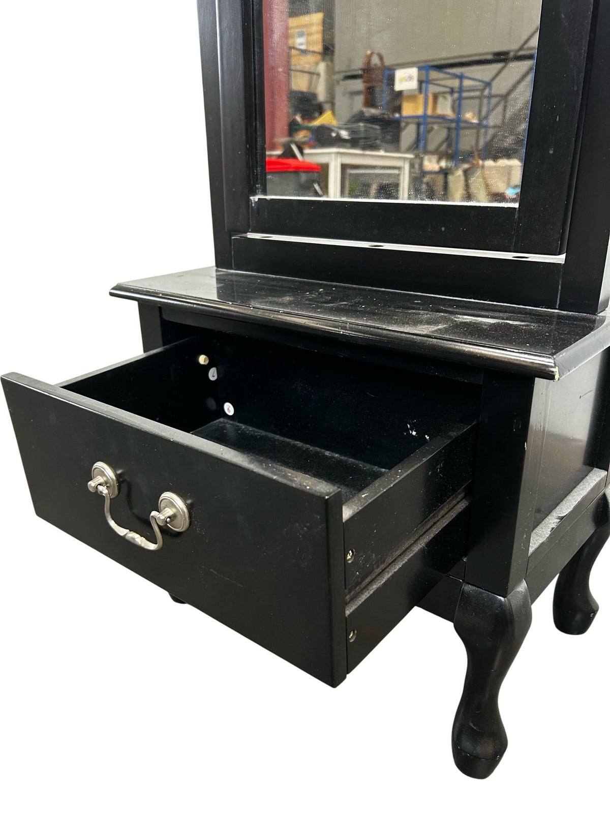 Black Cheval Standing Mirror with Storage Drawer (Pre-Loved)
