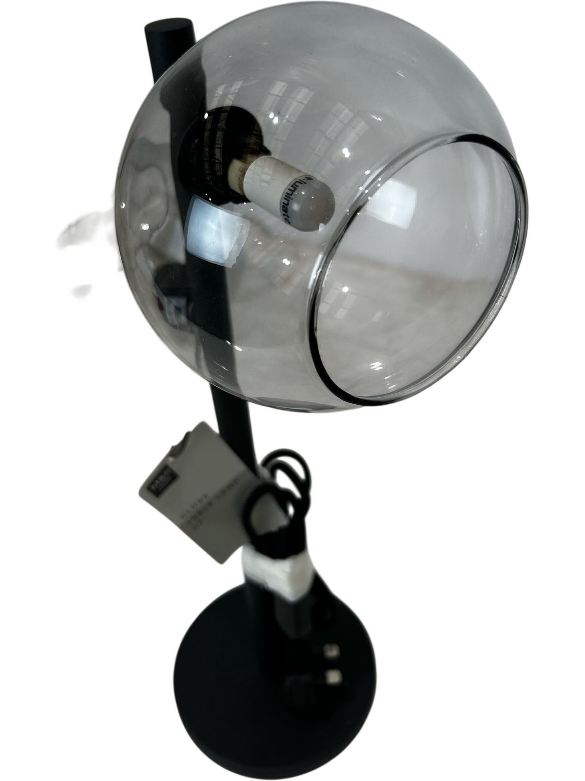 M&S 2-Light Globe Table Lamp Smoked Glass Black Modern Design (Pre-Loved)