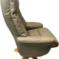 Beige High Back Swivel Recliner Armchair with Wooden Base (Pre-Loved)