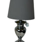 Large Chrome Table Lamp with Black Fabric Shade Modern Style (Pre-Loved)