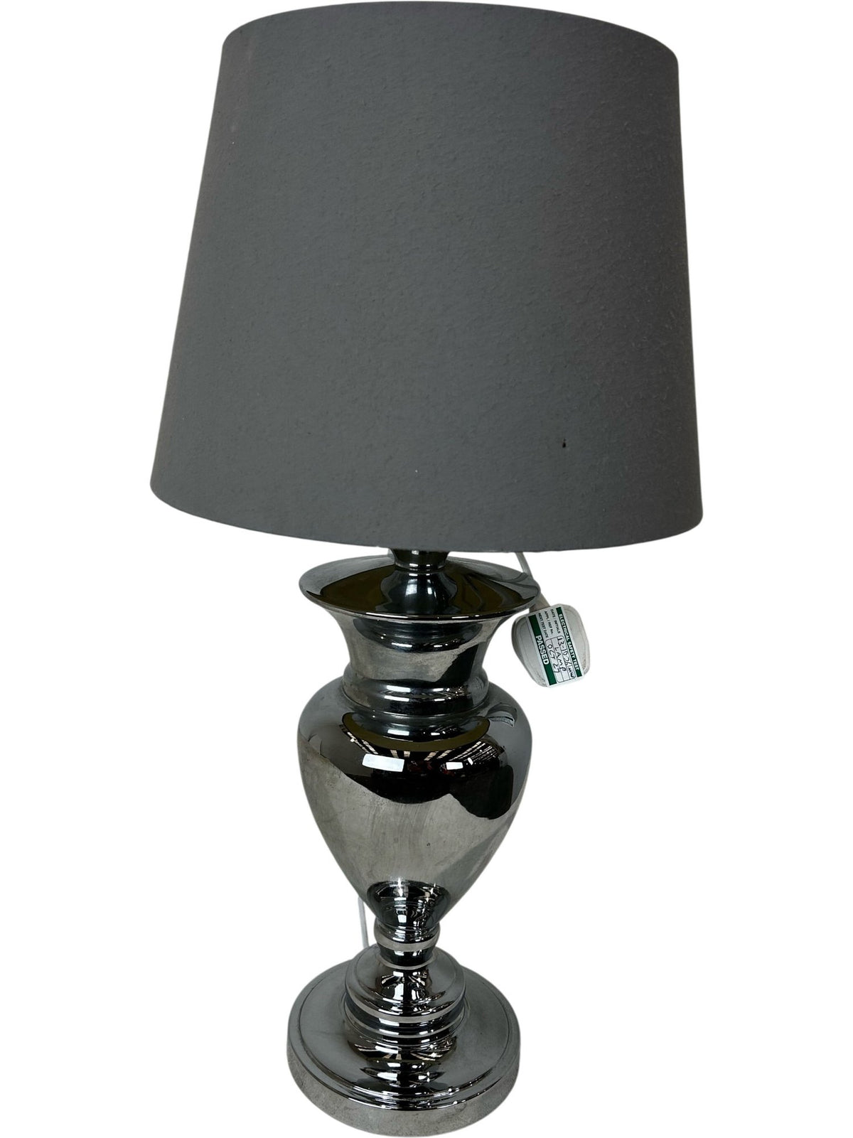Large Chrome Table Lamp with Black Fabric Shade Modern Style (Pre-Loved)