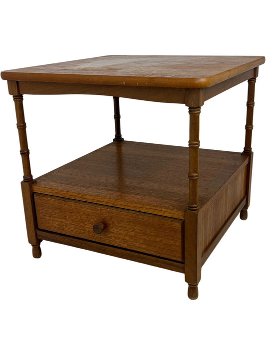 Vintage Wooden Side Table Square With Drawer (Pre-Loved)