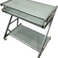 Glass Computer Desk with Keyboard Tray, Shelf & Wheels (Pre-Loved)