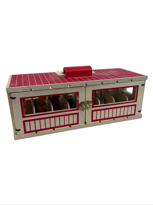 Melissa & Doug Take-Along Show-Horse Stable Wooden Play Set (Pre-Loved)