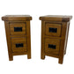 Rustic Solid Wood Slim Bedside 2 Drawer Tables (Pre-Loved)