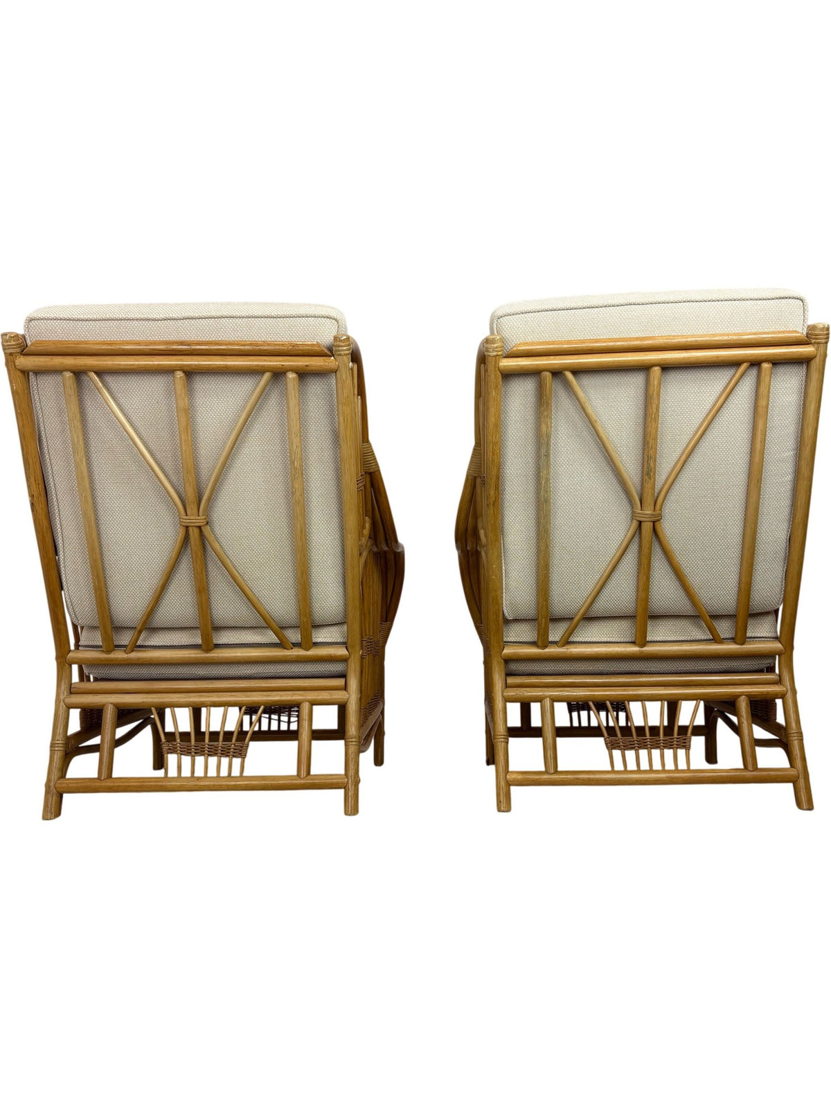 Mid Century Vintage Boho Bamboo Rattan Lounge Chairs Set of Two(Pre-Loved)
